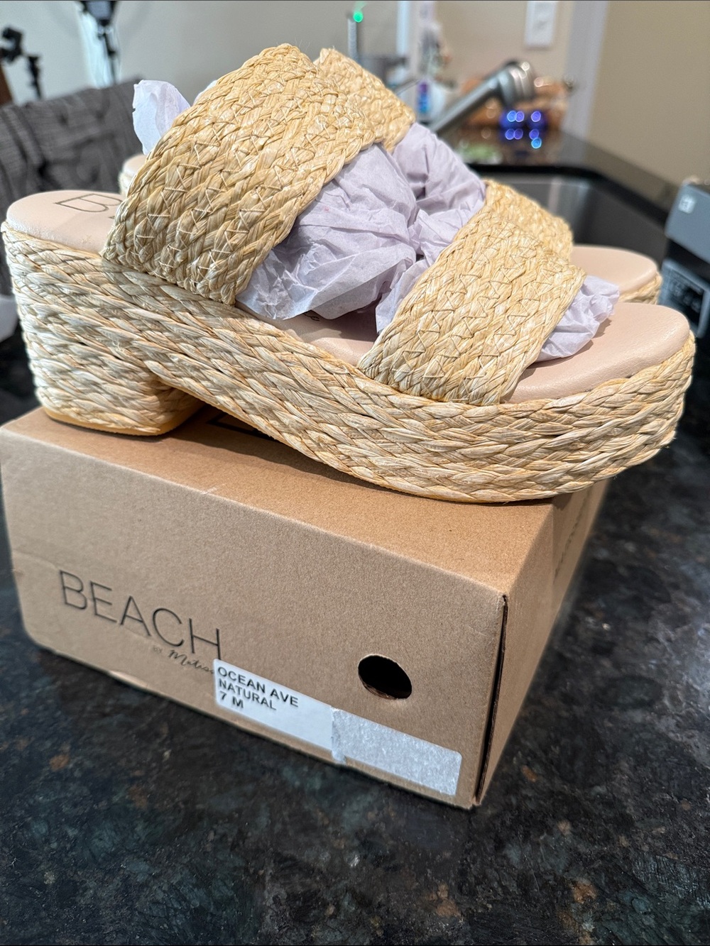 Beach by Matisse Footwear Natural Woven Platform Slide Sandals